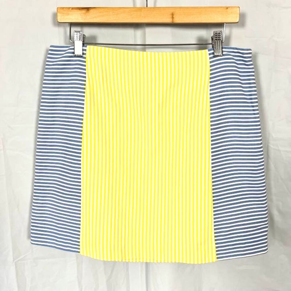 Vineyard Vines Seersucker Mini Skirt Cotton Yellow Blue Stripe Women sz 6